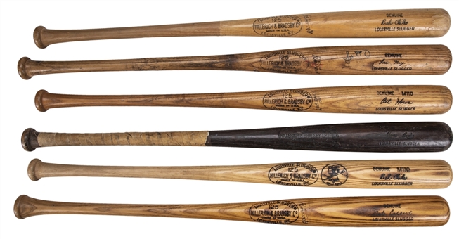 Lot of (6) 1970s Houston Astros Game Used and Signed Bat Collection Including Bruce Bochy, Nate Colbert, Rich Chiles (2), Art Howe and Lee May (PSA/DNA & JSA Auction LOA)